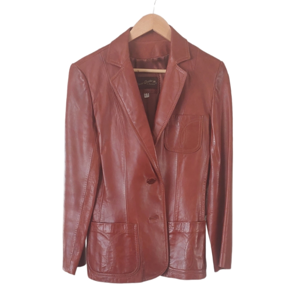 Vintage 70s Beau-Geste Carmel brown leather jacket